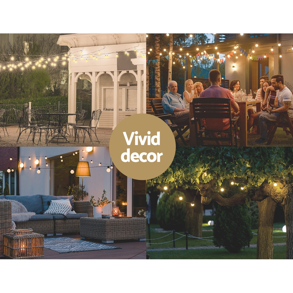 Outdoor string lights white - 14M LED lights – For Christmas, weddings, and parties!