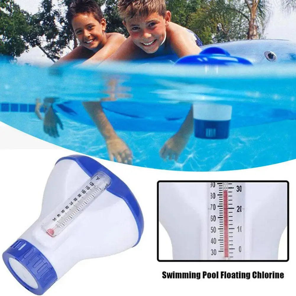 Floating dispenser with thermometer