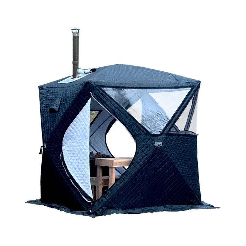 Portable sauna - large windows and chimney opening