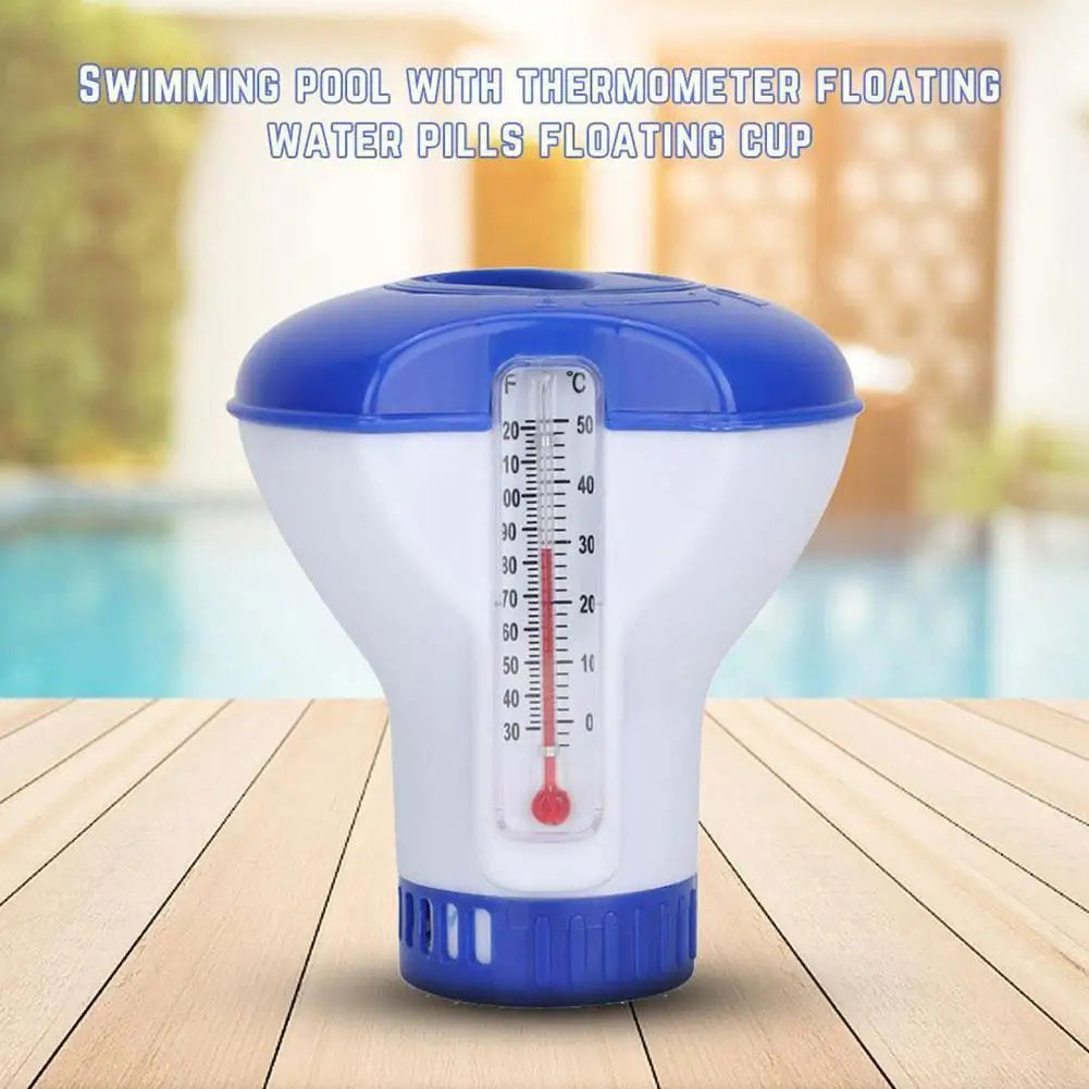 Floating dispenser with thermometer