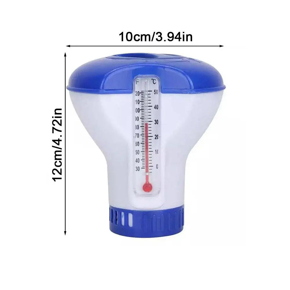 Floating dispenser with thermometer